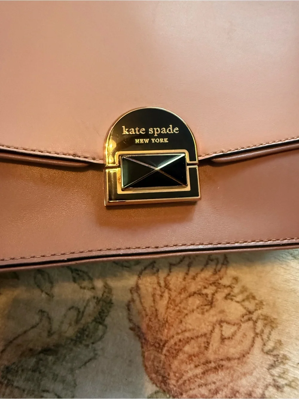 kate spade Two-Tone Pink and Rose Leather Shoulder Bag with Black Strap